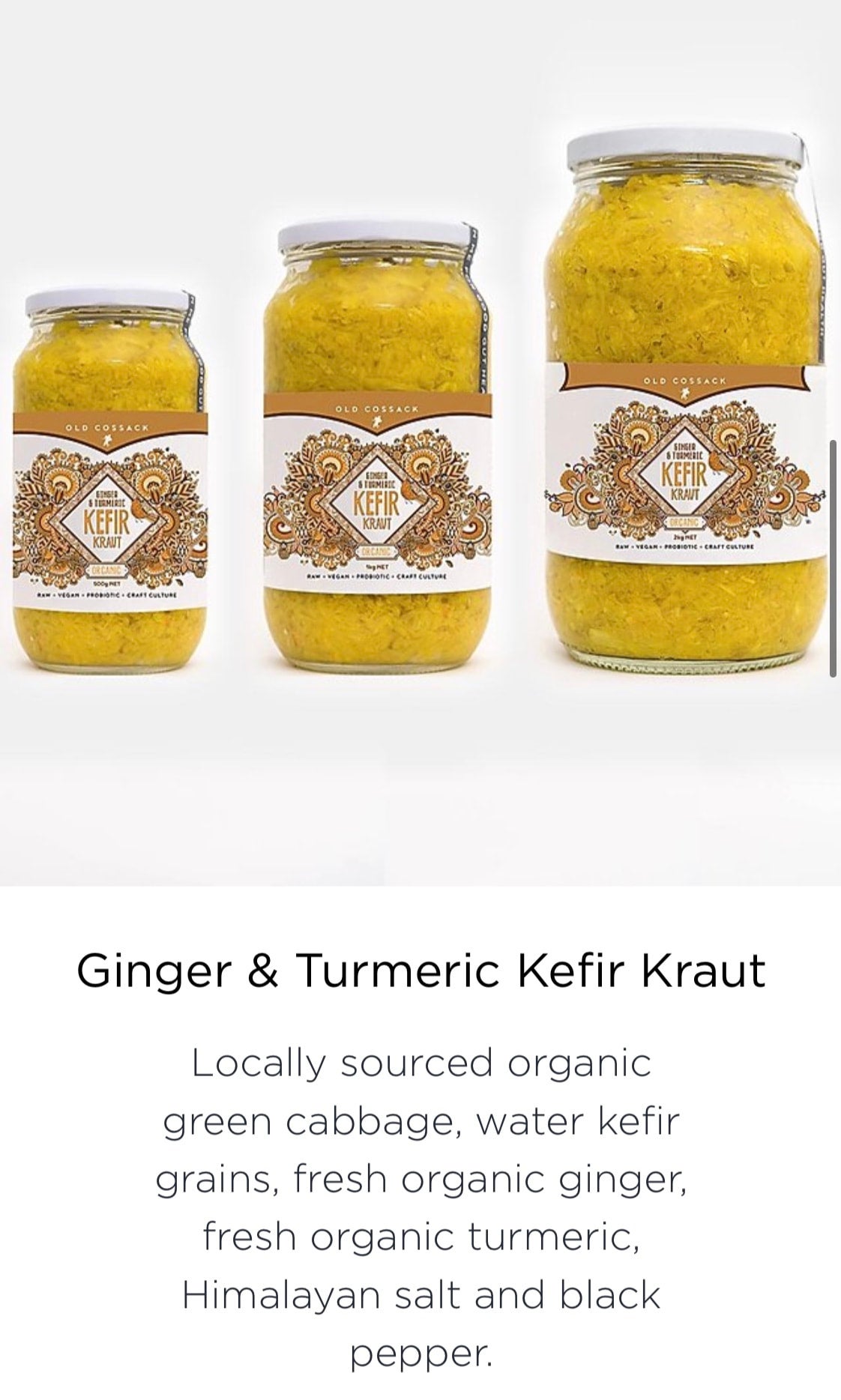 Ginger & Turmeric Kefir Kraut The Organic Stall